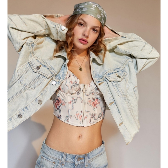 152 NWT Urban Outfitters UO Bryn Zip-Front Bustier Top - Picture 4 of 5